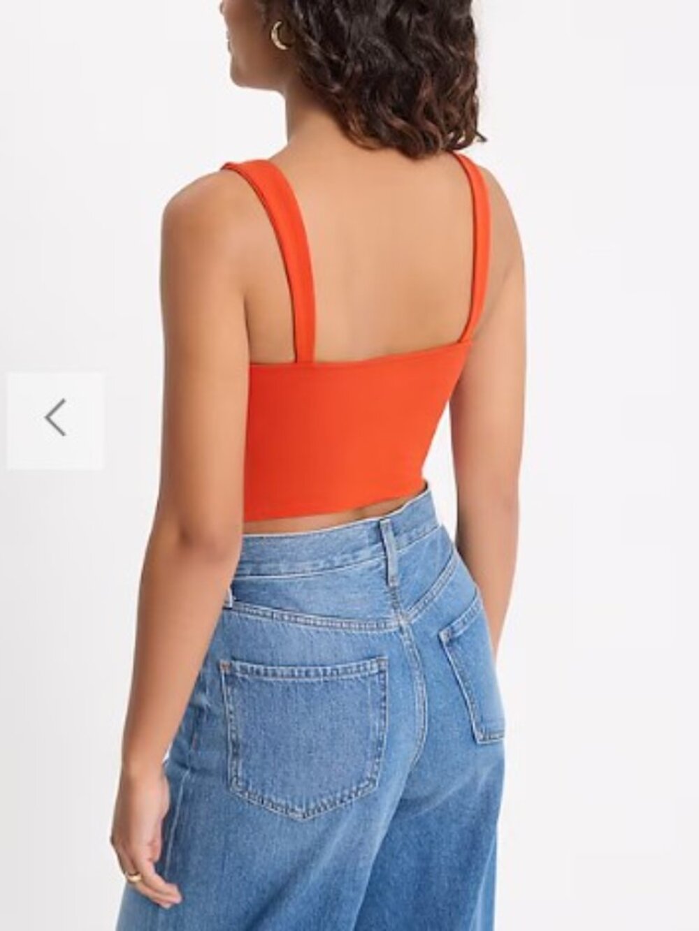 NWT Express Orange Body Contour Stretch Cotton Scalloped Bustier Cropped Tank - Picture 2 of 6